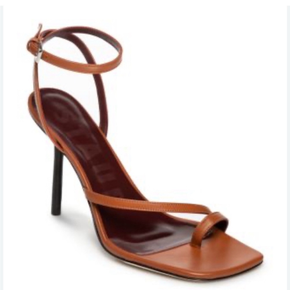 STAUD Tan Minimalist Heeled Sandals